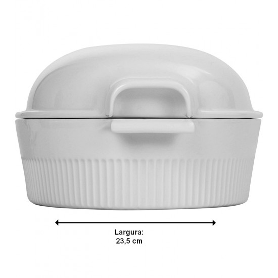 Travessa Roaster 3 Litros 35 cm de comprimento Com Tampa Porcelana Germer